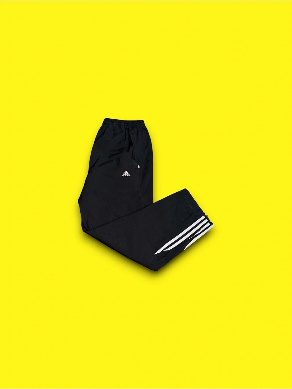 Vintage adidas 3 stripe open leg track pants black & white mens small